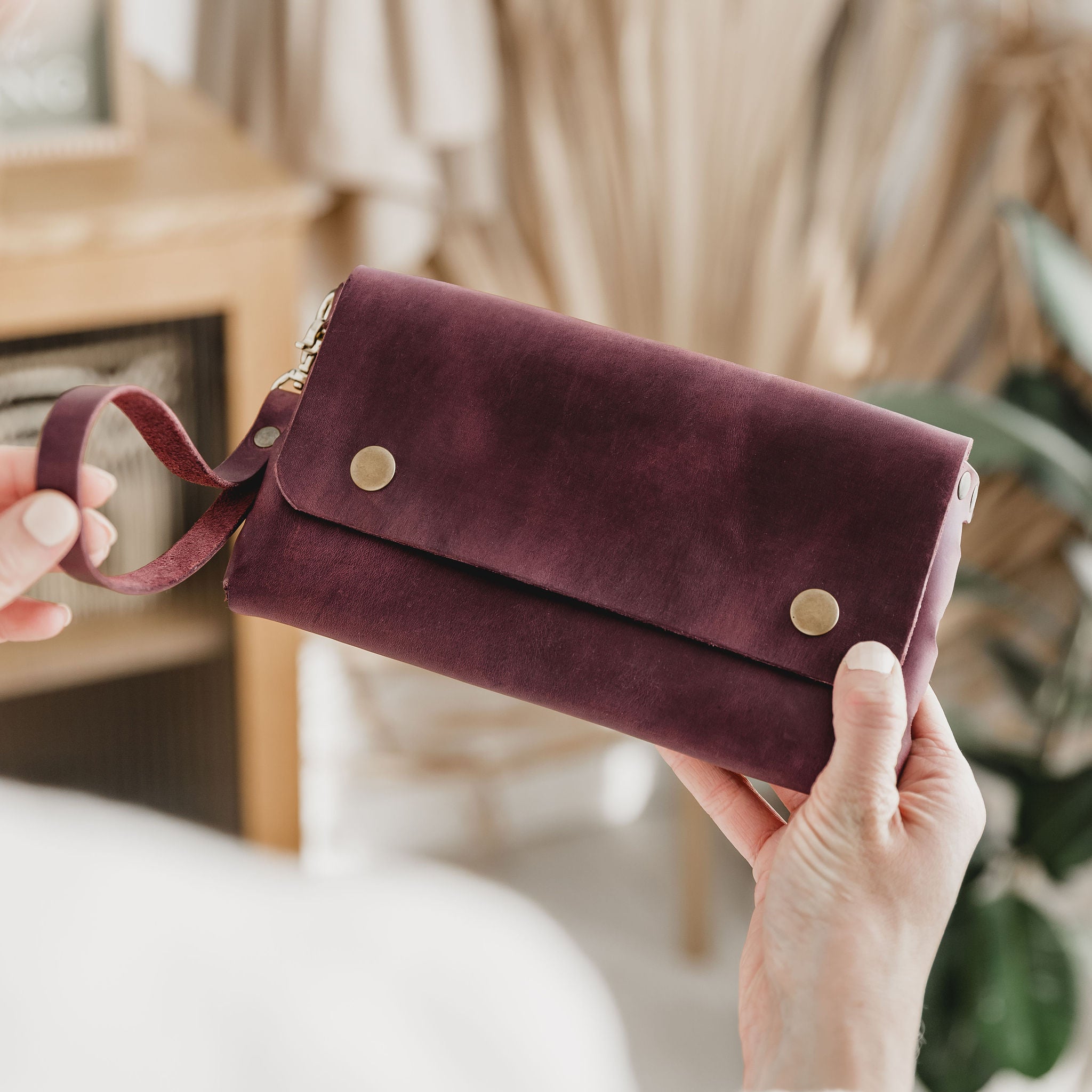 Plum Leather Clutch Wild Origin