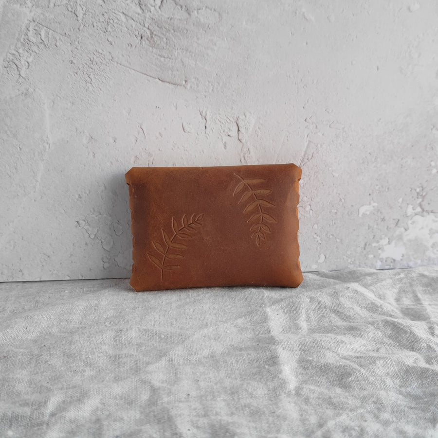 Tan Botanical Print Leather Interlocked Purse (not personalised)- Seconds Sale