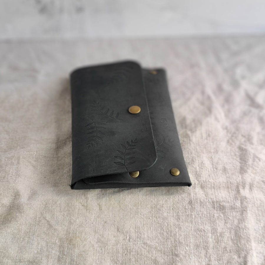 Seconds Sale- Black Botanical Travel Wallet, non personalised.