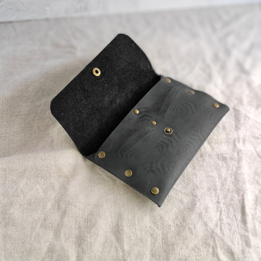 Seconds Sale- Black Botanical Travel Wallet, non personalised.