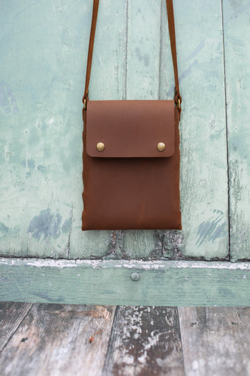 Seconds Sale- Dark Tan Leather Mini Crossbody Bag